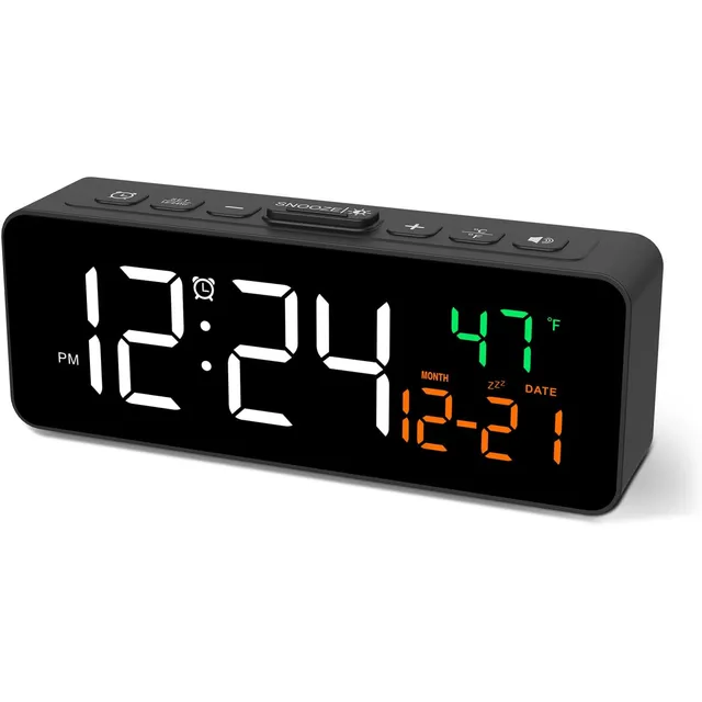 Netzu Small Clock with Date & Temperature – Black