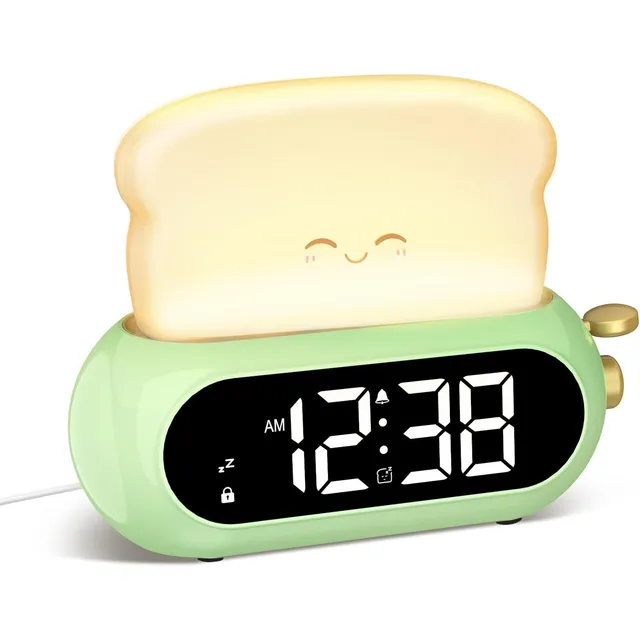 Netzu Toast Kids Alarm Clock with Night Light – Green
