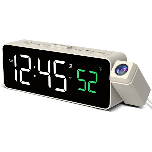 Netzu Compact Projection Alarm Clock – Cream