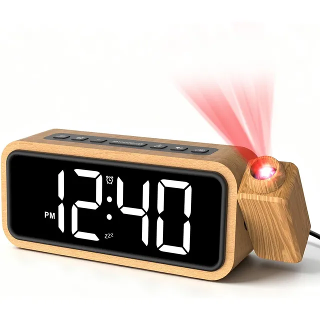 Netzu Wooden Projection Alarm Clock – Wood