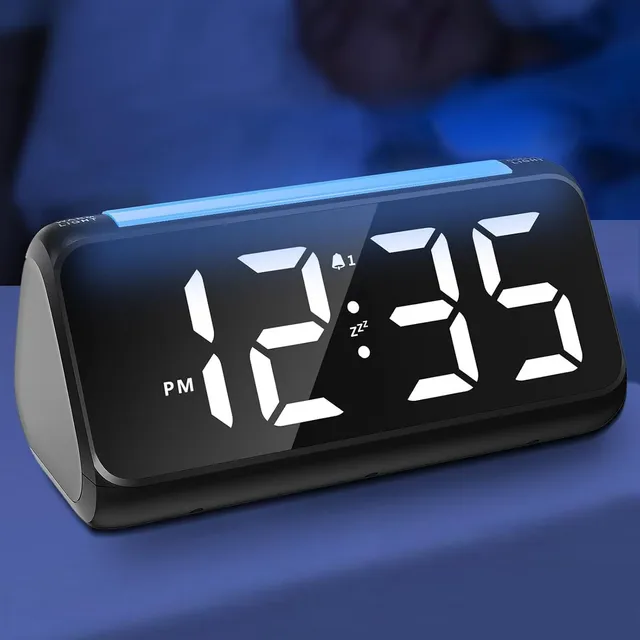 Netzu Big-Number Clock with Night Light – Black, white digits