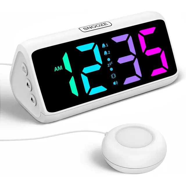 Netzu Vibrationswecker mit Bettvibrator – Weiß