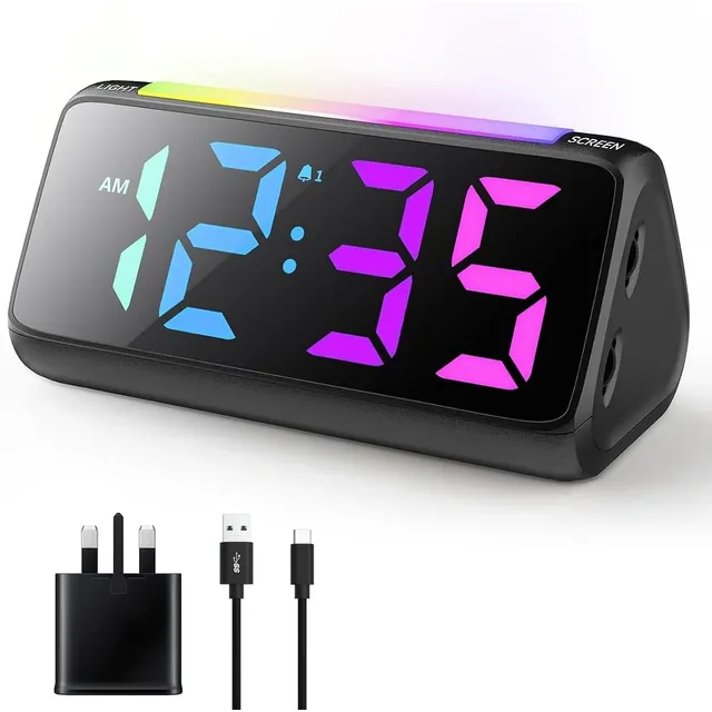Netzu RGB Night-Light Alarm Clock – Black