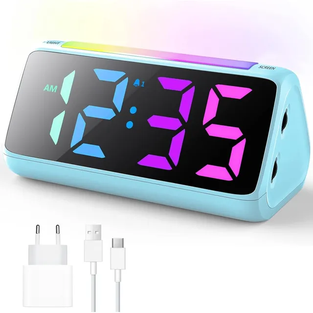 Netzu RGB-Wecker mit Nachtlicht – Blau