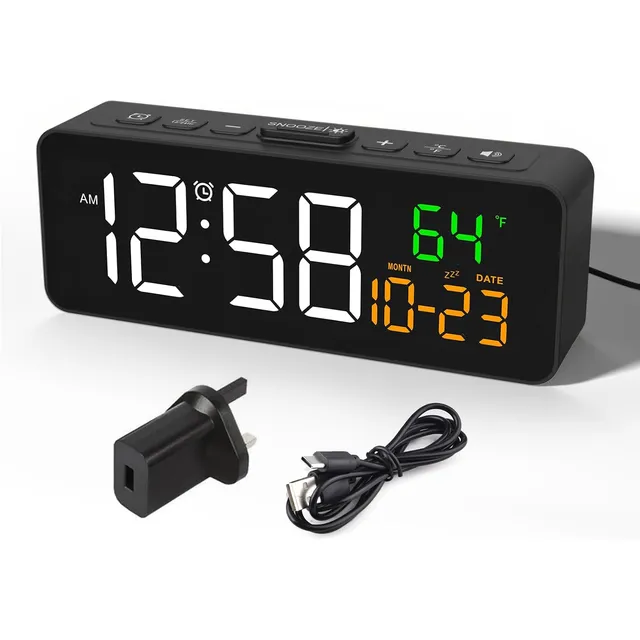 Netzu Small Clock with Date & Temperature – Black