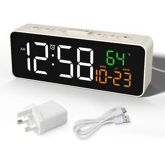 Netzu Small Clock with Date & Temperature – Cream