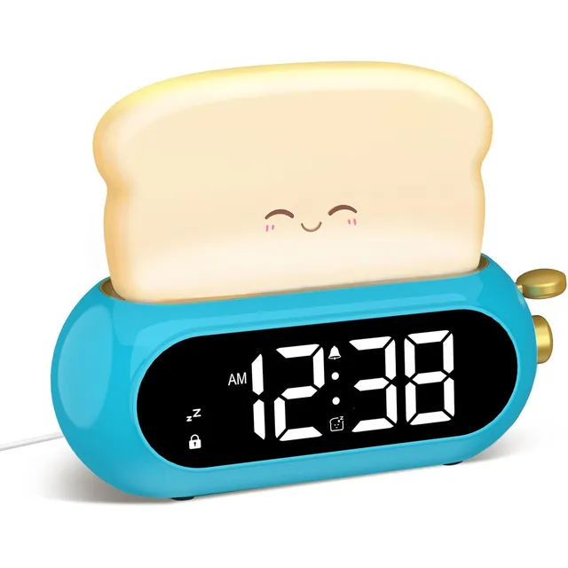 Netzu Toast Kids Alarm Clock with Night Light – Blue