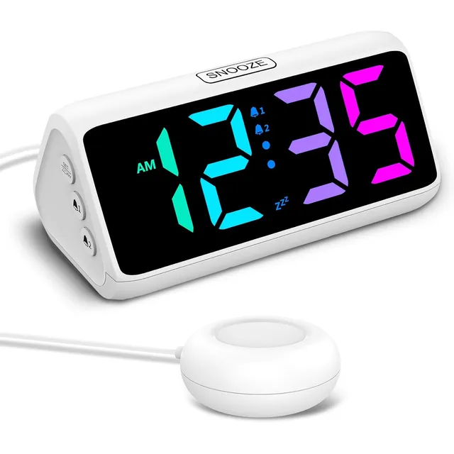 Netzu Vibrating Alarm Clock with Bed Shaker – White