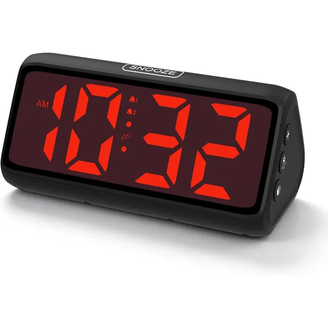 Netzu Battery & USB Alarm Clock – Black, red digits
