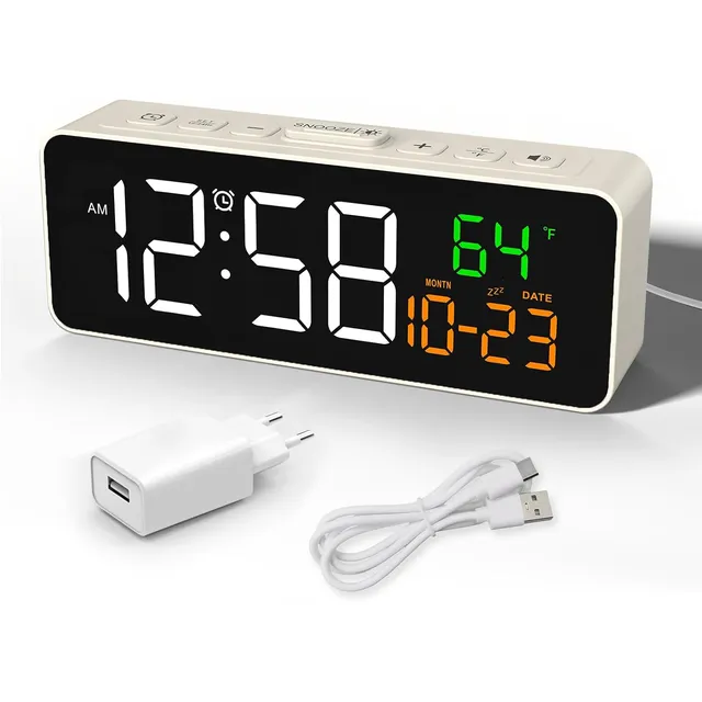 Netzu Kleine Uhr mit Datum & Temperatur – Creme