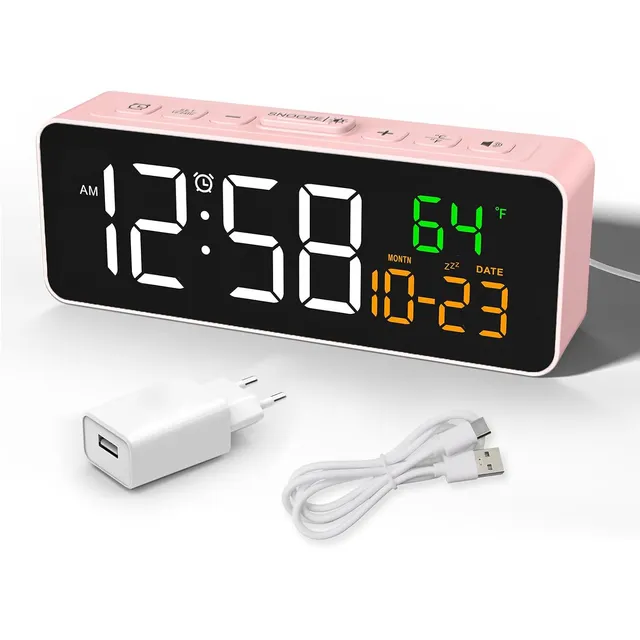 Netzu Kleine Uhr mit Datum & Temperatur – Rosa