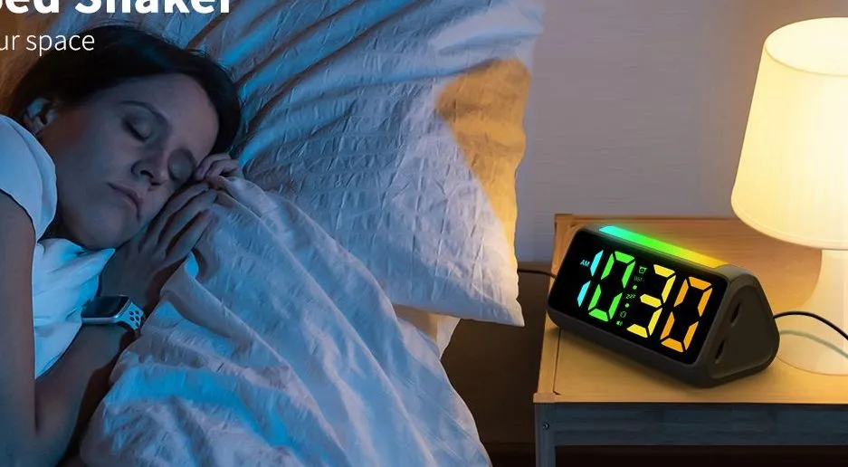 Netzu RGB Night-Light Clock with Bed Shaker